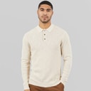 JACK & JONES Mens Cooper Knitted Long Sleeve Polo Shirt Silver Lining Twist