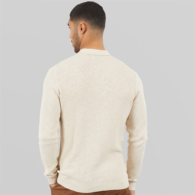 JACK & JONES Mens Cooper Knitted Long Sleeve Polo Shirt Silver Lining Twist - Image 2