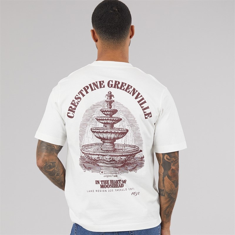 JACK & JONES Mens Maine Back Print T-Shirt Cloud Dancer - Image 3