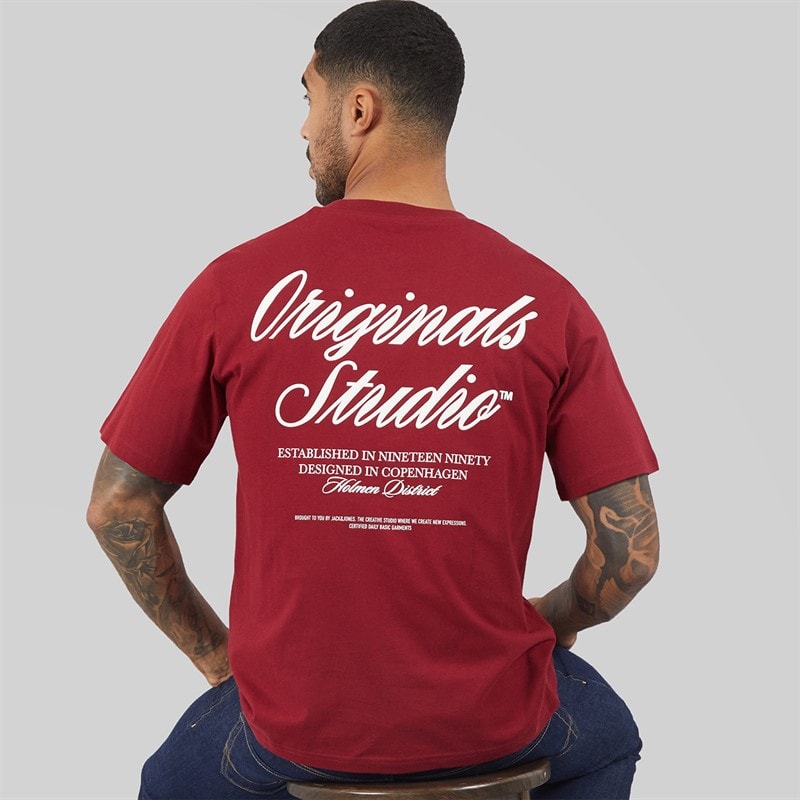 JACK & JONES Mens Norrebro T-Shirt Tibetan Red - Image 1