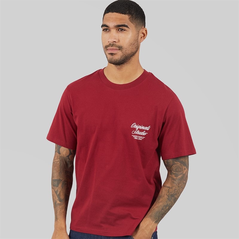 JACK & JONES Mens Norrebro T-Shirt Tibetan Red - Image 2