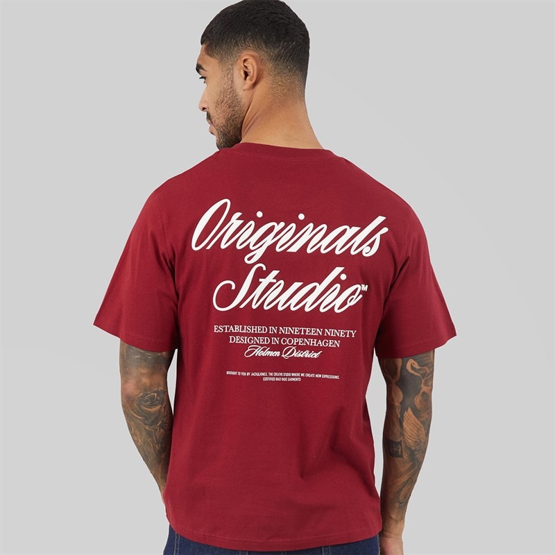 JACK & JONES Mens Norrebro T-Shirt Tibetan Red - Image 3