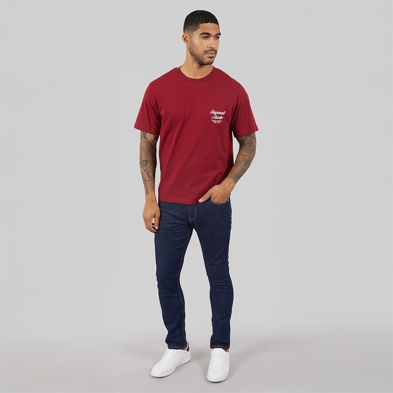 JACK & JONES Mens Norrebro T-Shirt Tibetan Red - Image 4