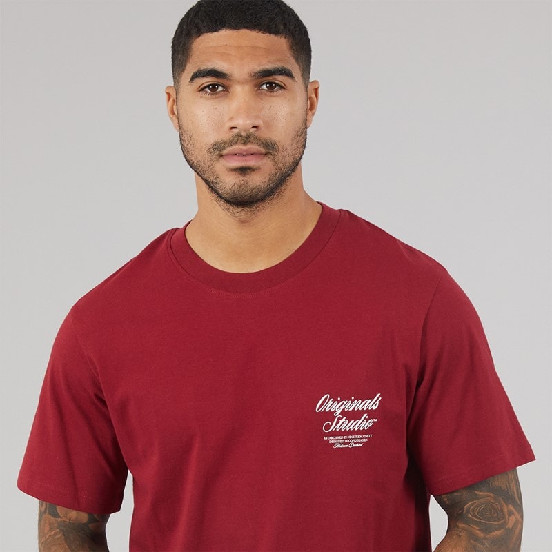 JACK & JONES Mens Norrebro T-Shirt Tibetan Red - Image 5