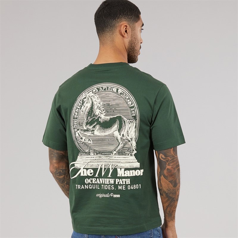JACK & JONES Mens Maine Back Print T-Shirt Sycamore - Image 3