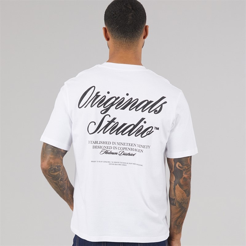 JACK & JONES Mens Norrebro T-Shirt Bright White - Image 3