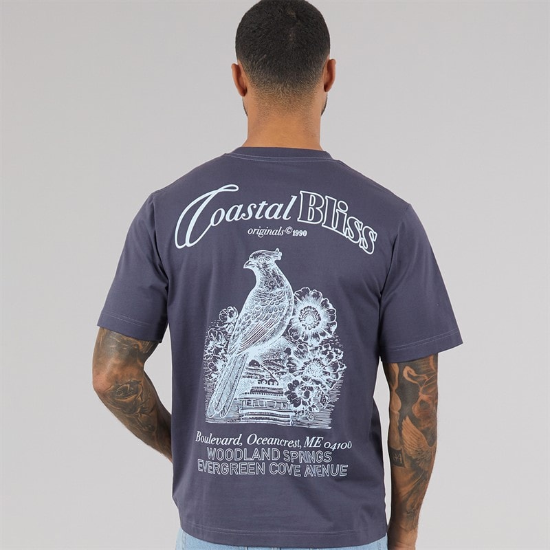 JACK & JONES Mens Maine Back Print T-Shirt Odyssey Grey - Image 2