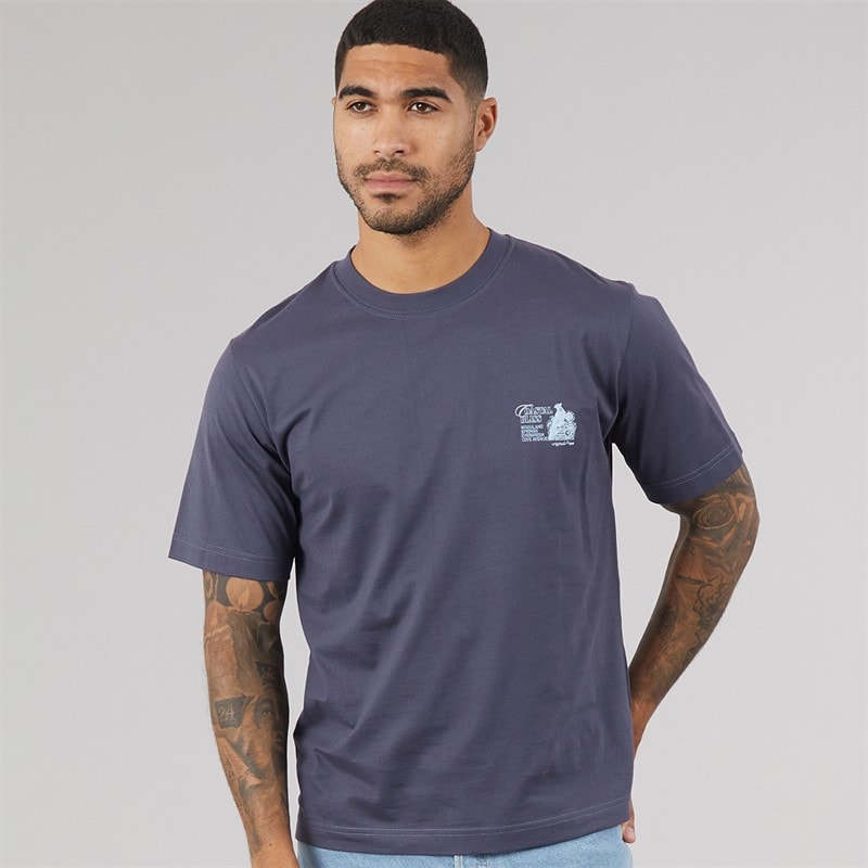 JACK & JONES Mens Maine Back Print T-Shirt Odyssey Grey - Image 3