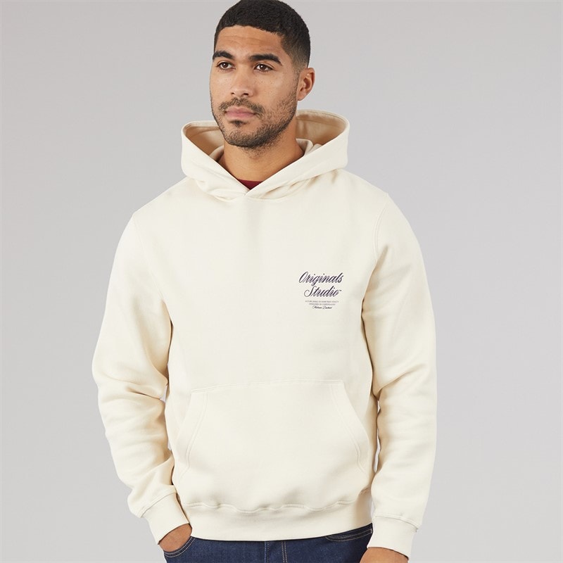 JACK & JONES Mens Norrebro Hoodie Antique White - Image 2