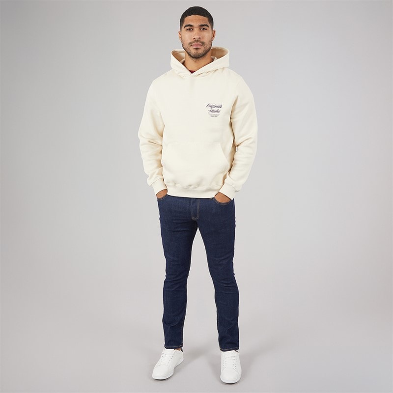 JACK & JONES Mens Norrebro Hoodie Antique White - Image 4