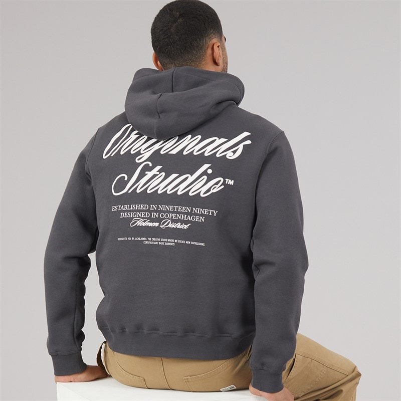 JACK & JONES Mens Norrebro Hoodie Asphalt - Image 1