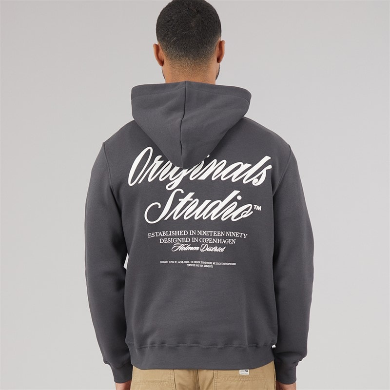 JACK & JONES Mens Norrebro Hoodie Asphalt - Image 3