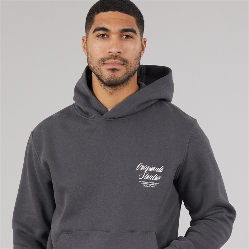 JACK & JONES Mens Norrebro Hoodie Asphalt - Image 5