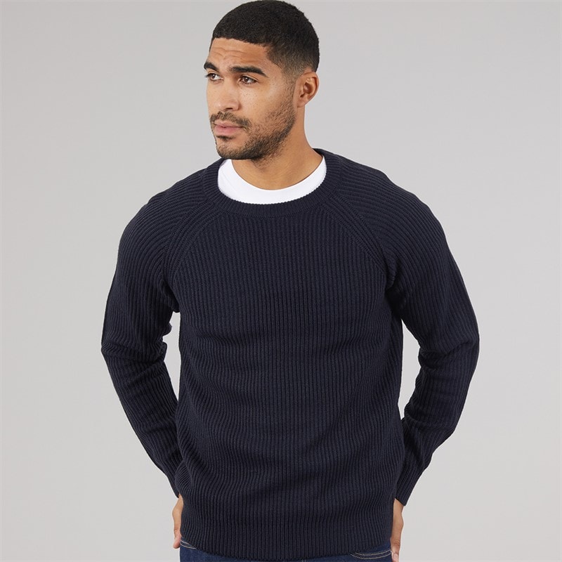 JACK & JONES Mens Panel Knitted Jumper Sky Captain - Image 1