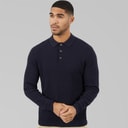 JACK & JONES Mens Cooper Knitted Long Sleeve Polo Shirt Night Sky