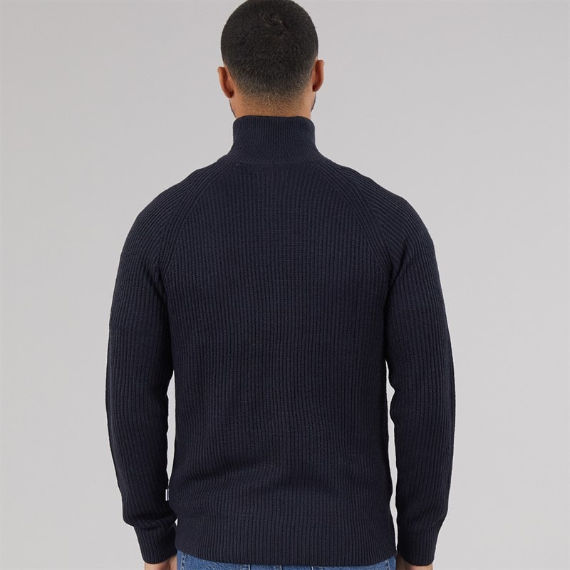 JACK & JONES Mens Panel 1/2 Zip Knitted Jumper Sky Captain - Image 2