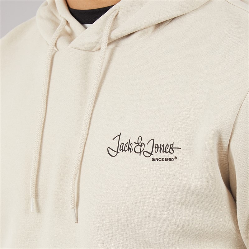 JACK & JONES Mens Yuki Front Hoodie Moonbeam - Image 3