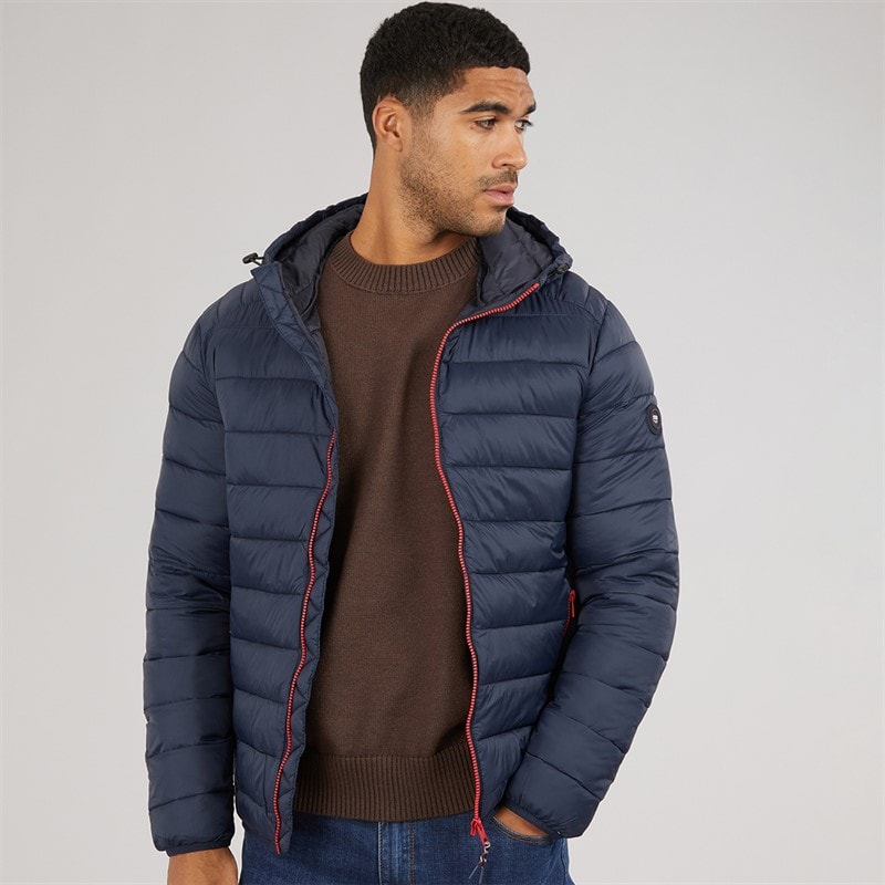 JACK & JONES Mens Bradley Hooded Puffer Coat Sky Captain - Image 1