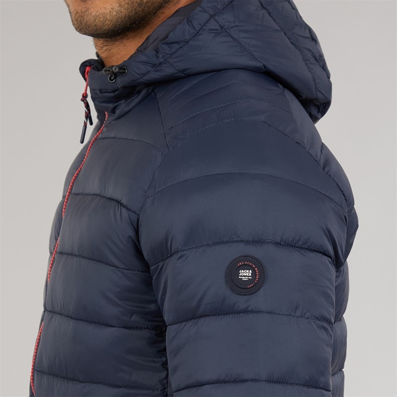 JACK & JONES Mens Bradley Hooded Puffer Coat Sky Captain - Image 5