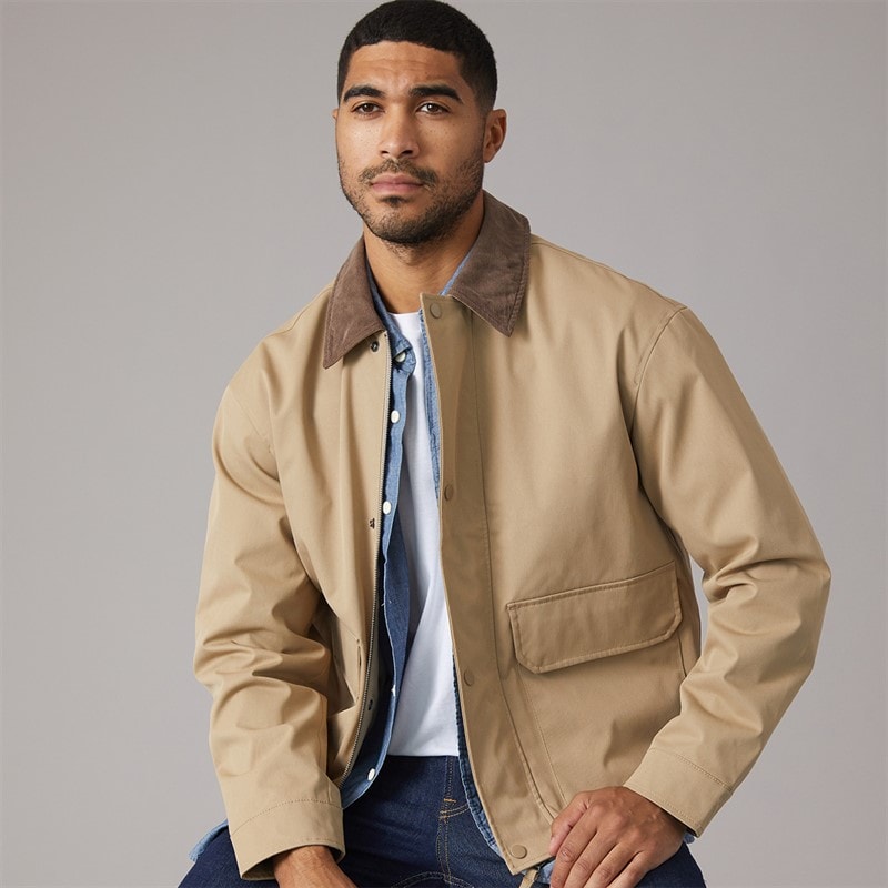 JACK & JONES Mens River Utility Coat Weathered Teak
