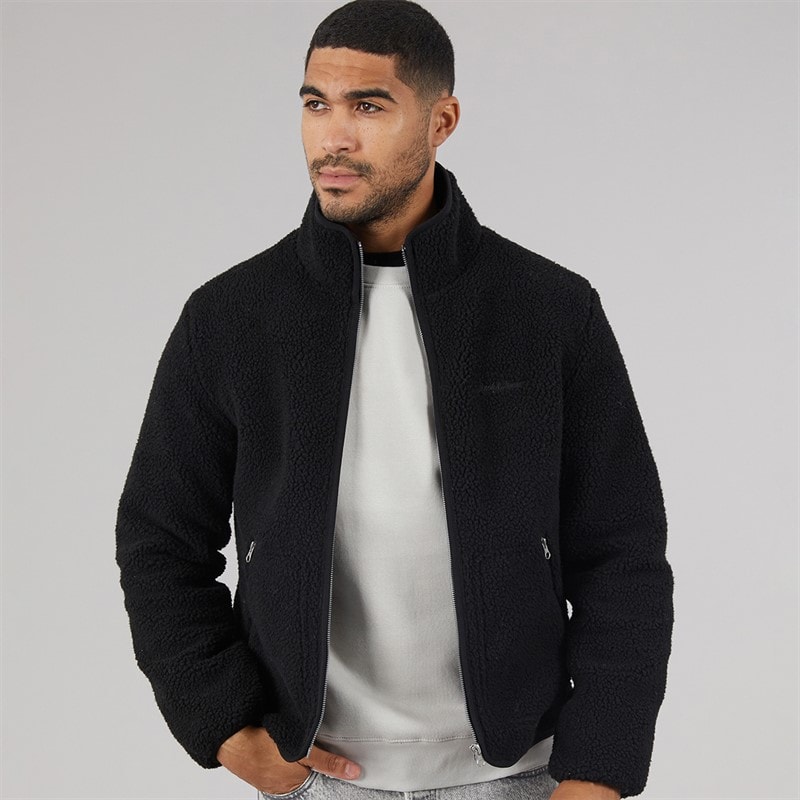 JACK & JONES Mens Norrebro Teddy Jacket Black - Image 1