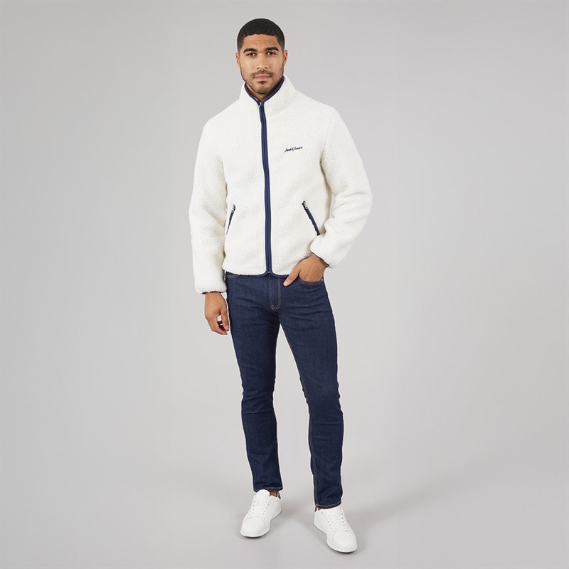 JACK & JONES Mens Norrebro Teddy Jacket Ocean Cavern - Image 4