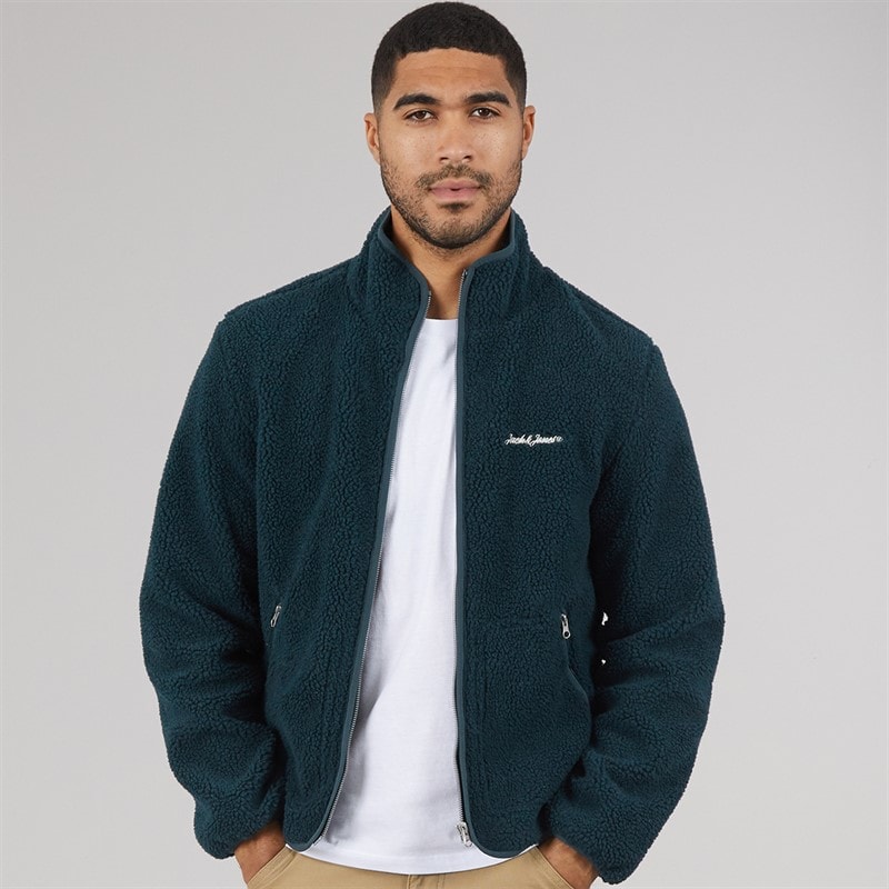 JACK & JONES Mens Norrebro Teddy Jacket Magical Forest - Image 1