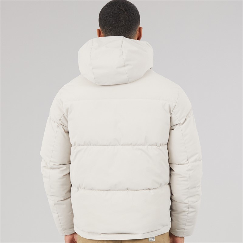 JACK & JONES Mens Surface Hooded Puffer Coat Moonbeam - Image 3