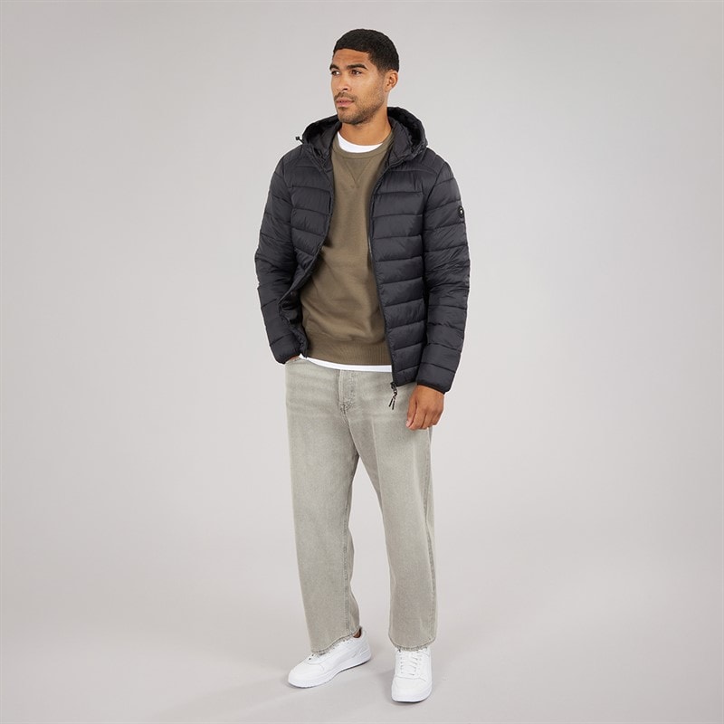 JACK & JONES Mens Bradley Hooded Puffer Coat Black - Image 4
