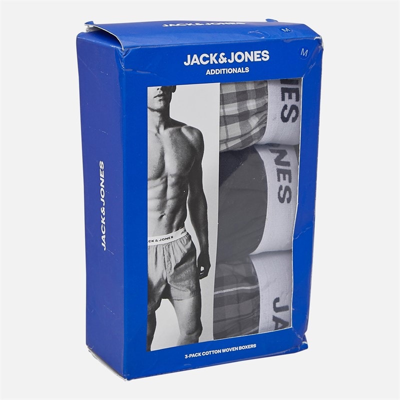 JACK & JONES Mens Jaclaroi Three Pack Woven Boxers Poppy Seed - Image 2