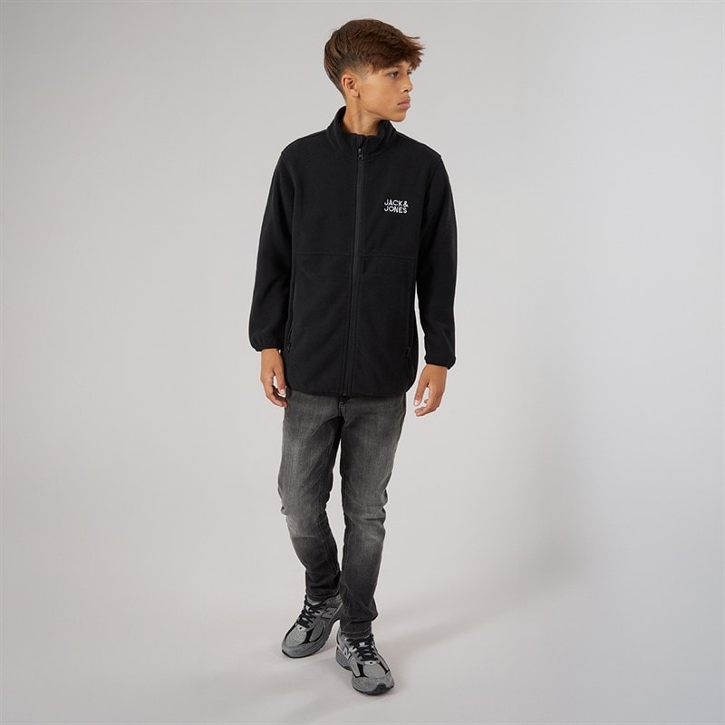 JACK & JONES Boys Flame Full Zip Fleece Black - Image 3