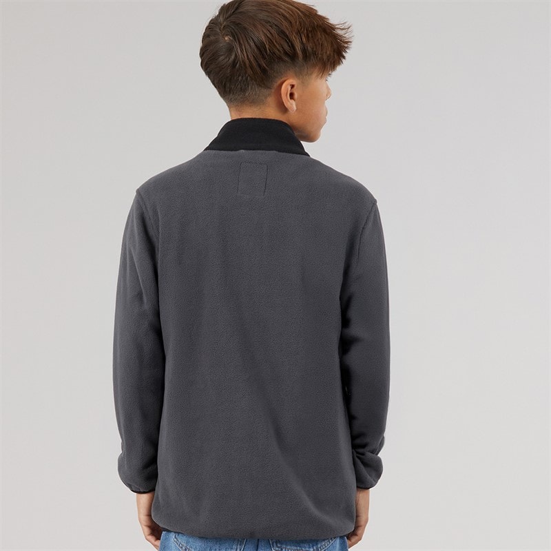 JACK & JONES Boys Flame Full Zip Fleece Asphalt Blocking - Image 2