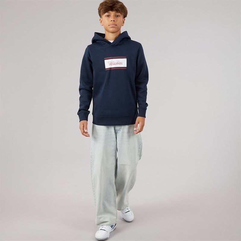 JACK & JONES Boys Buster Hoodie Navy Blazer - Image 4