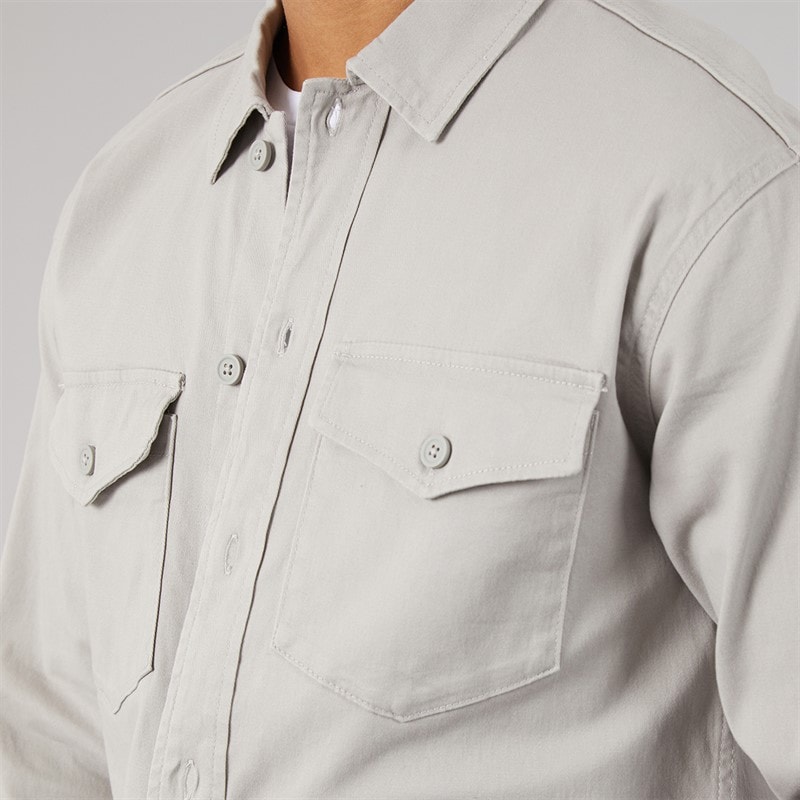 JACK & JONES Mens Dave Stretch Overshirt Ghost Grey - Image 3