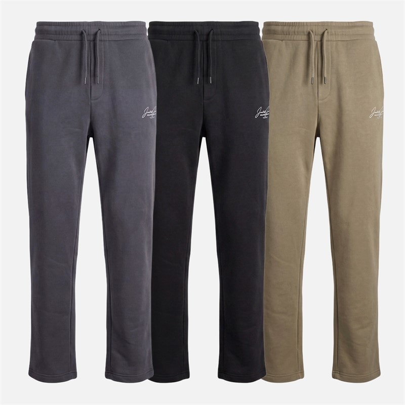 JACK & JONES Mens Cover Three Pack Open Hem Joggers Black/Asphalt/Falcon - Image 1