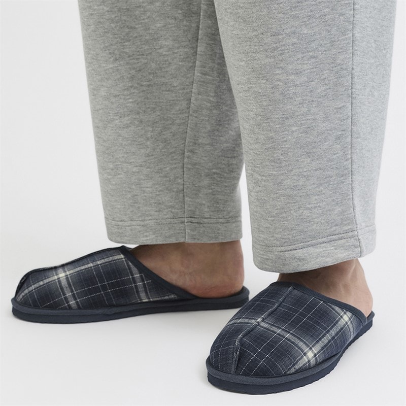 JACK & JONES Mens Dudely Slippers Navy Blazer Checks - Image 4