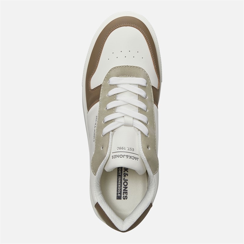 JACK & JONES Mens Cobra PU Combo Trainers White/Plaza Taupe - Image 4