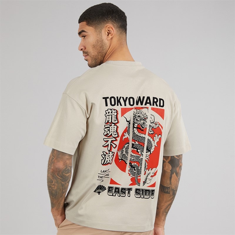JACK & JONES Mens Tokyo Ward T-Shirt Moonbeam - Image 3