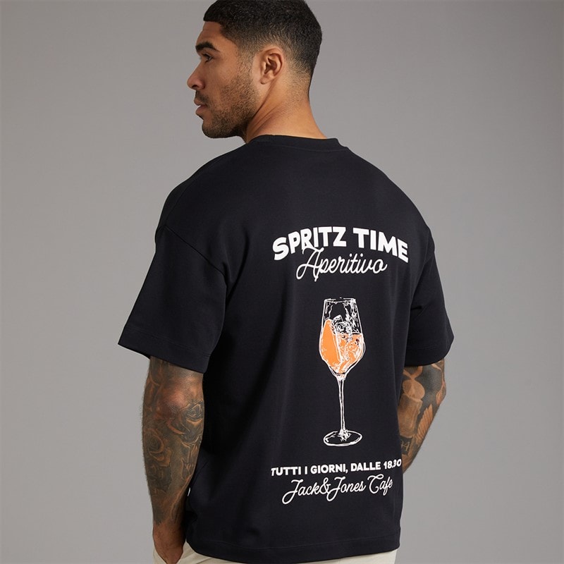 JACK & JONES Mens Coastal Days T-Shirt Black - Image 1