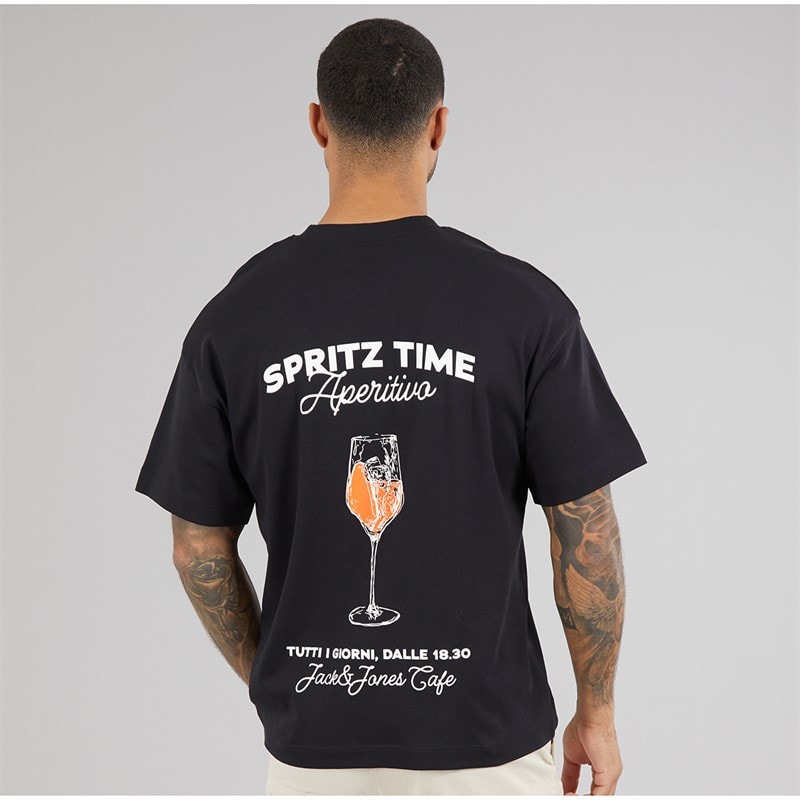 JACK & JONES Mens Coastal Days T-Shirt Black - Image 3