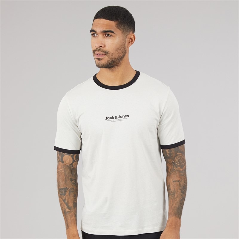 JACK & JONES Mens Three Pack Ringer T-Shirts Black/White/Glacier Gray - Image 2