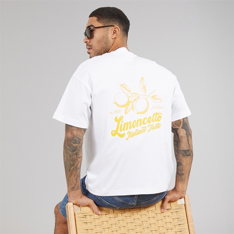 JACK & JONES Mens Limencello T-Shirt Bright White Limencello - Image 1