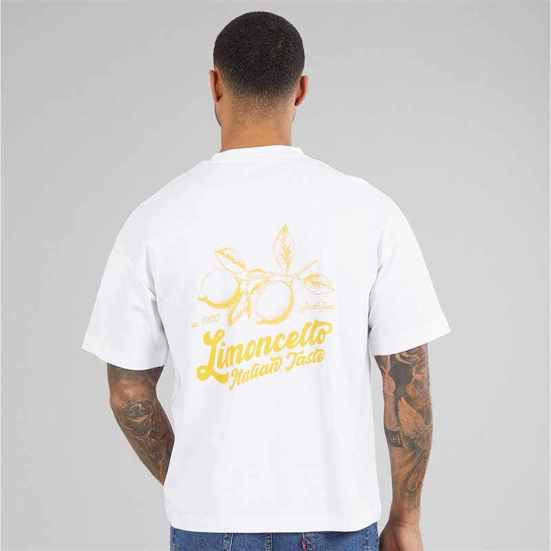 JACK & JONES Mens Limencello T-Shirt Bright White Limencello - Image 3