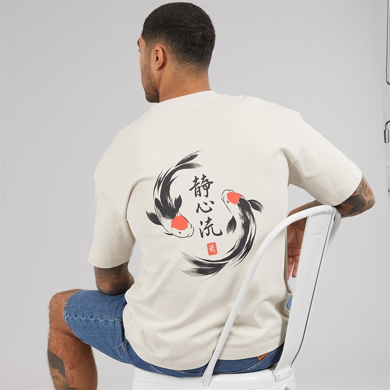 JACK & JONES Mens Fish T-Shirt Moonbeam Fish - Image 1