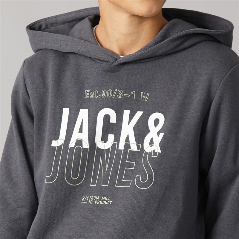 JACK & JONES Boys Mickey Sweatshirt And Joggers Tracksuit Asphalt - Image 3