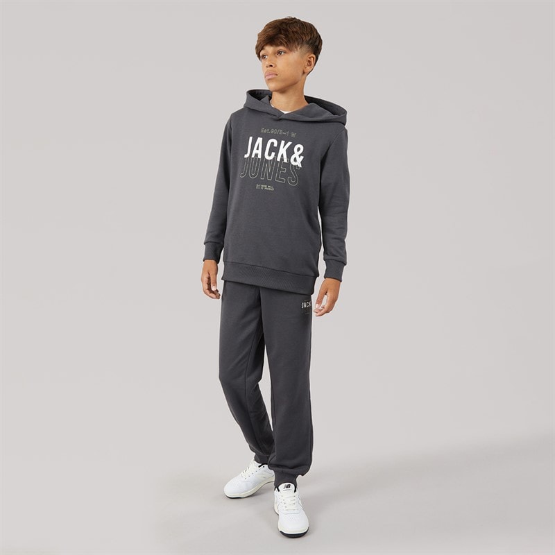 JACK & JONES Boys Mickey Sweatshirt And Joggers Tracksuit Asphalt - Image 4