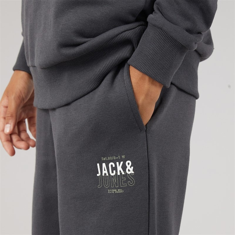 JACK & JONES Boys Mickey Sweatshirt And Joggers Tracksuit Asphalt - Image 5
