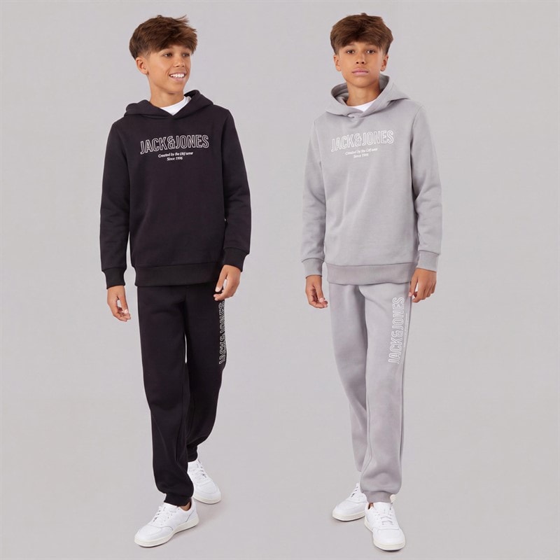 JACK & JONES Boys Toby Two Pack Hoodies Alloy/Black - Image 3