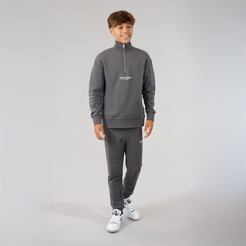 JACK & JONES Boys Vesterbro Quarter Zip Sweatshirt Tracksuit Asphalt - Image 4