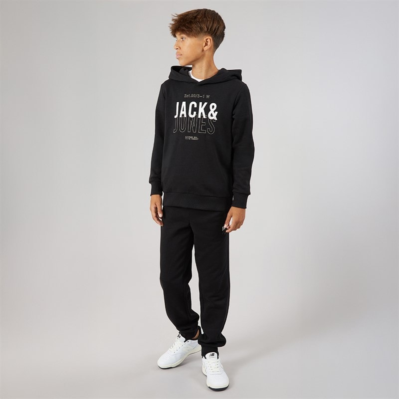 JACK & JONES Boys Mickey Sweatshirt And Joggers Tracksuit Black - Image 4